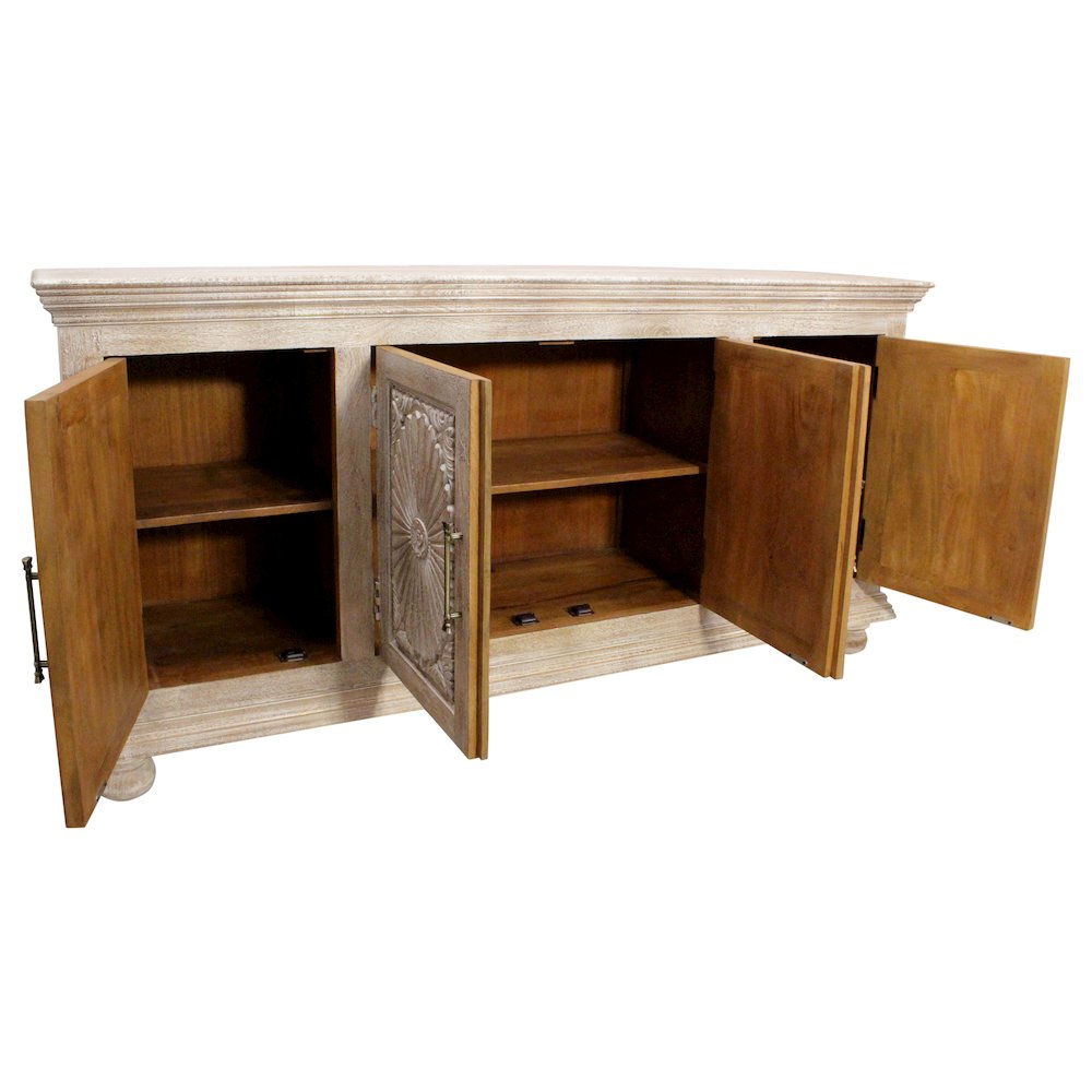 Carter 4-Door Sideboard in Distressed White on Solid Wood. Picture 5