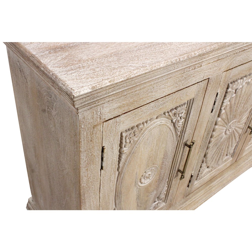 Carter 4-Door Sideboard in Distressed White on Solid Wood. Picture 6