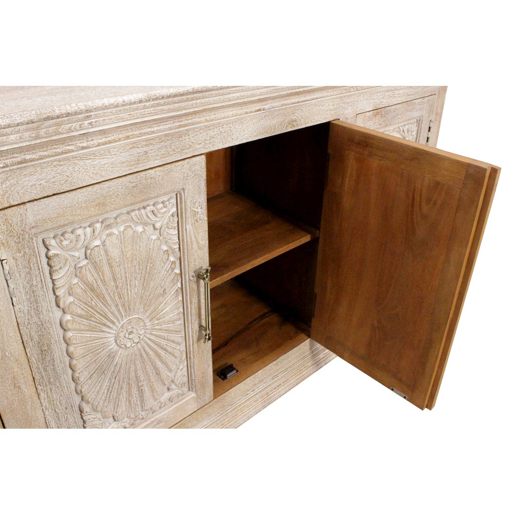 Carter 4-Door Sideboard in Distressed White on Solid Wood. Picture 8