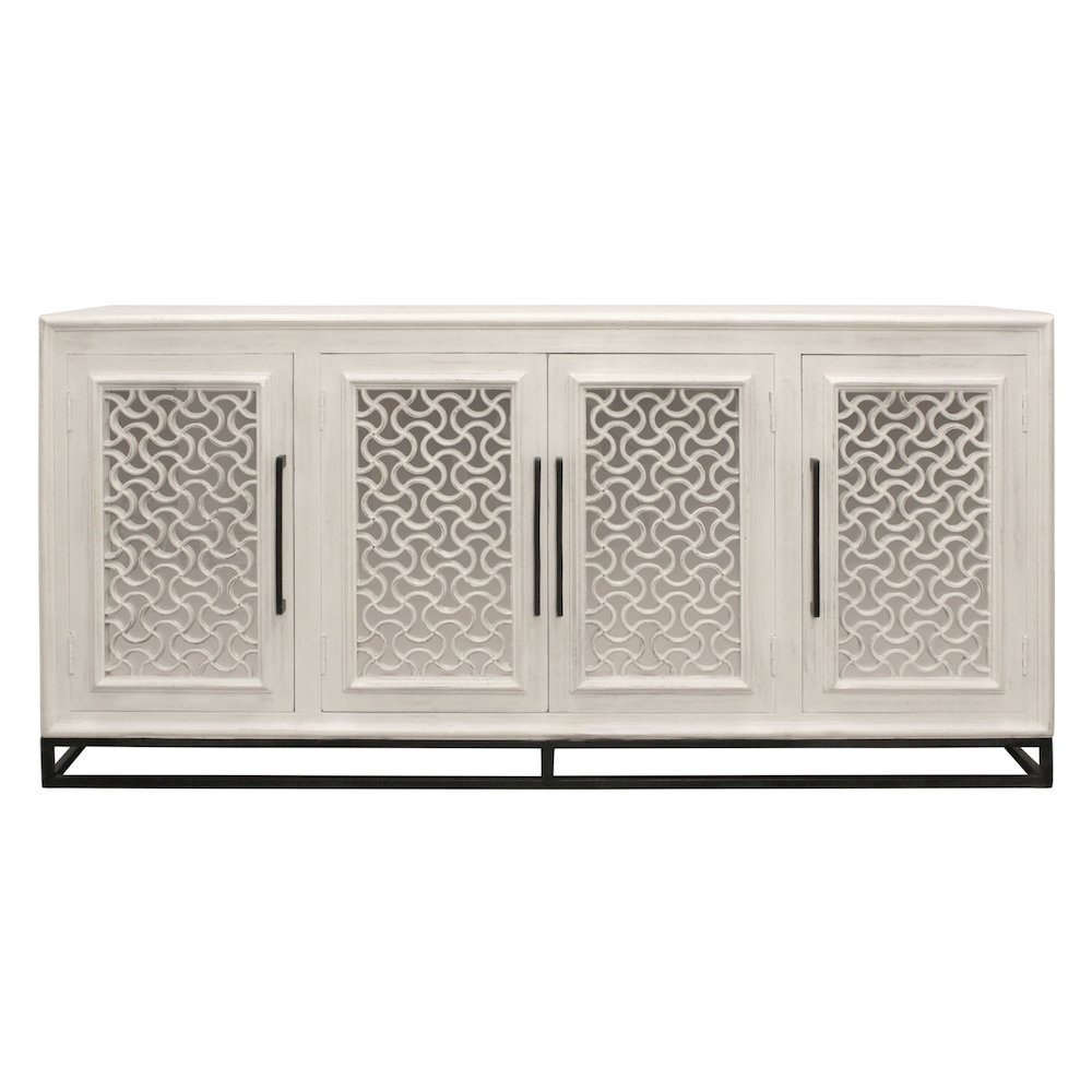 Juno 4-Door Sideboard in Distressed White. Picture 1