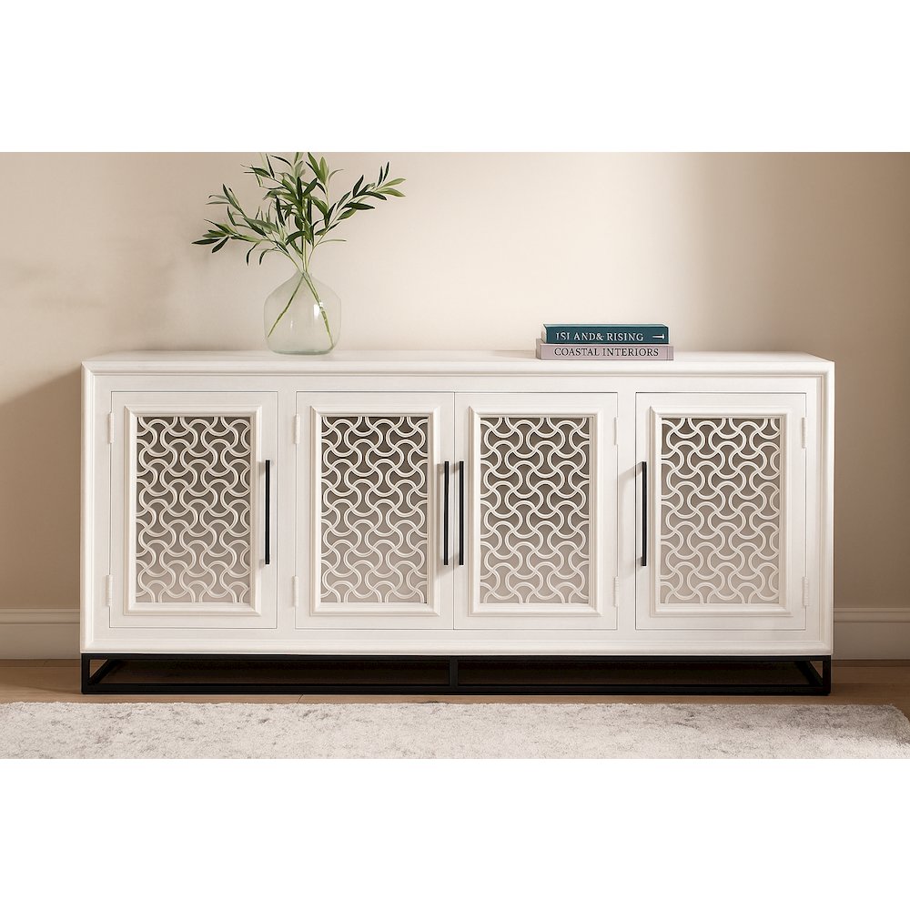 Juno 4-Door Sideboard in Distressed White. Picture 2