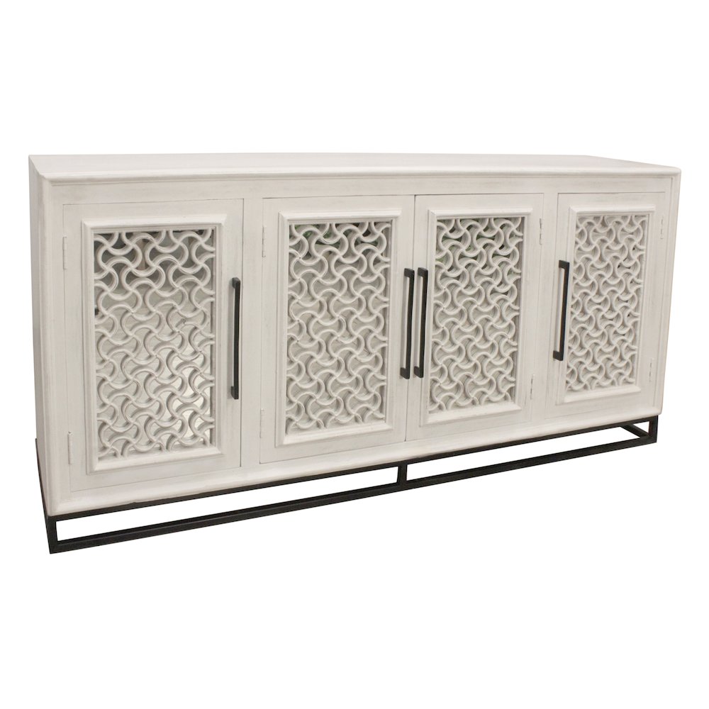 Juno 4-Door Sideboard in Distressed White. Picture 5