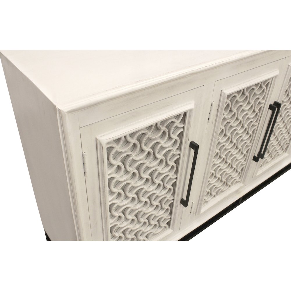 Juno 4-Door Sideboard in Distressed White. Picture 7
