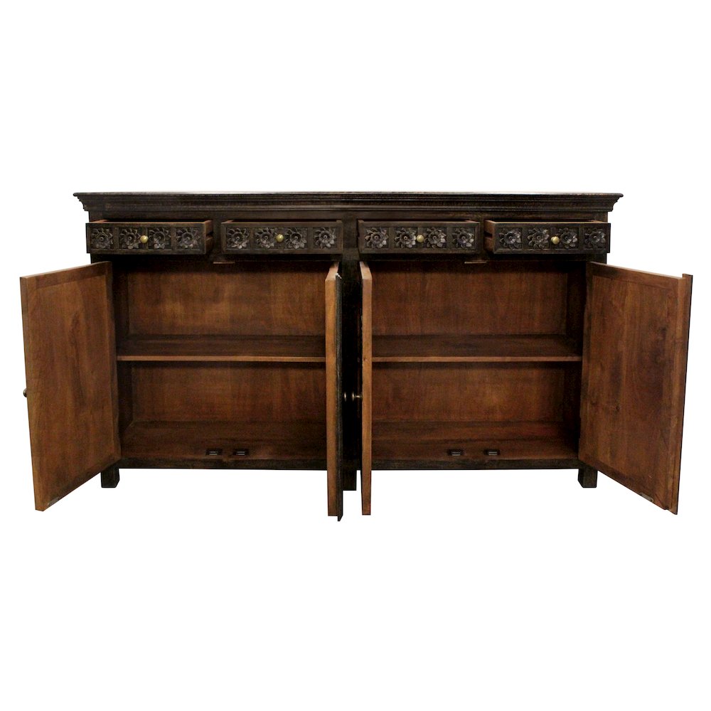 Anisa 4-Door 4-Drawer Sideboard in Antique Black. Picture 5