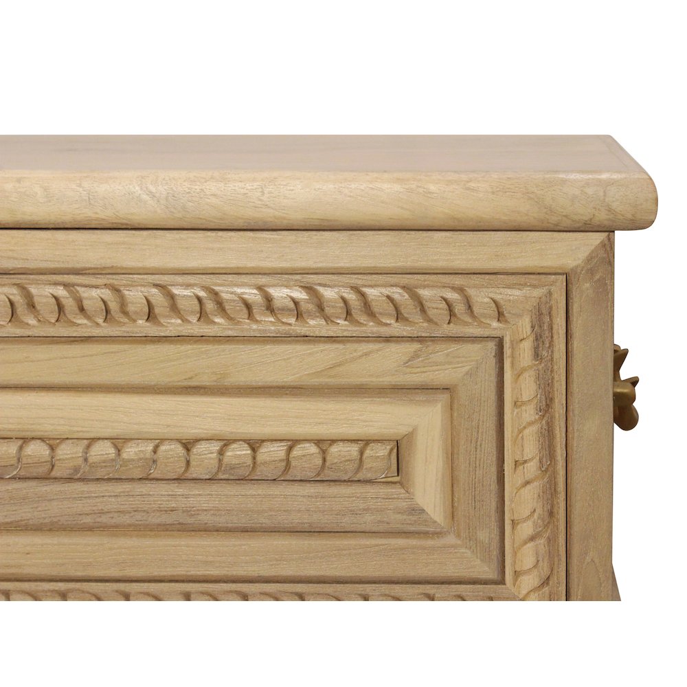 Noelle 71" Storage Bench in Distressed White on Teak Wood. Picture 6