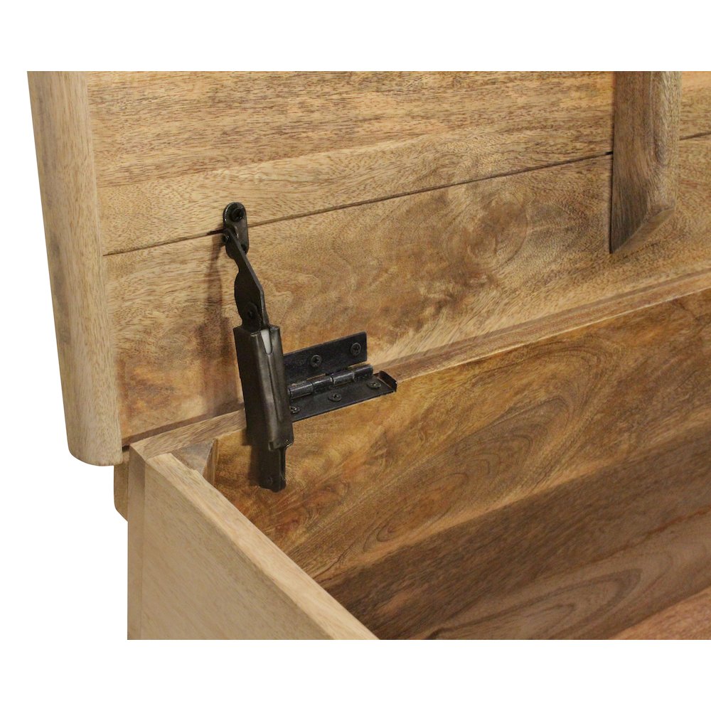 Noelle 71" Storage Bench in Distressed White on Teak Wood. Picture 8