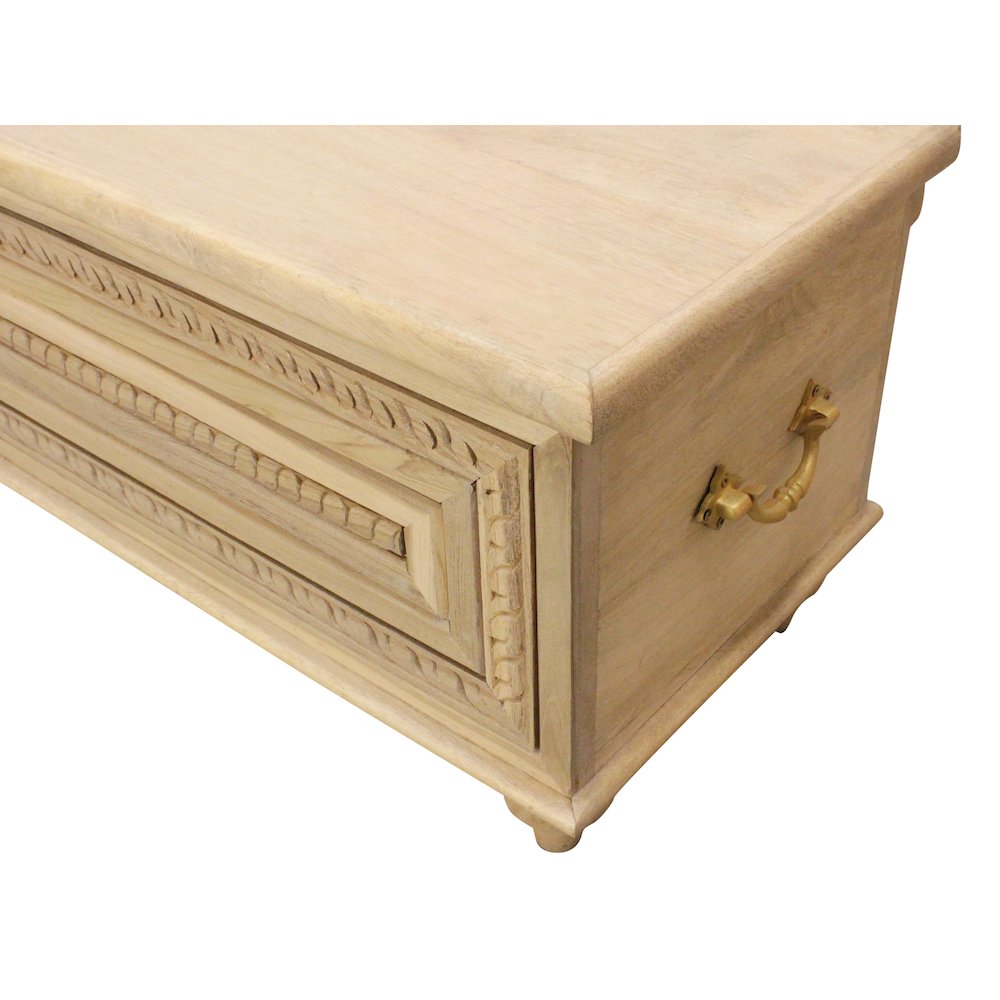 Noelle 55" Storage Bench in Distressed White on Teak Wood. Picture 5