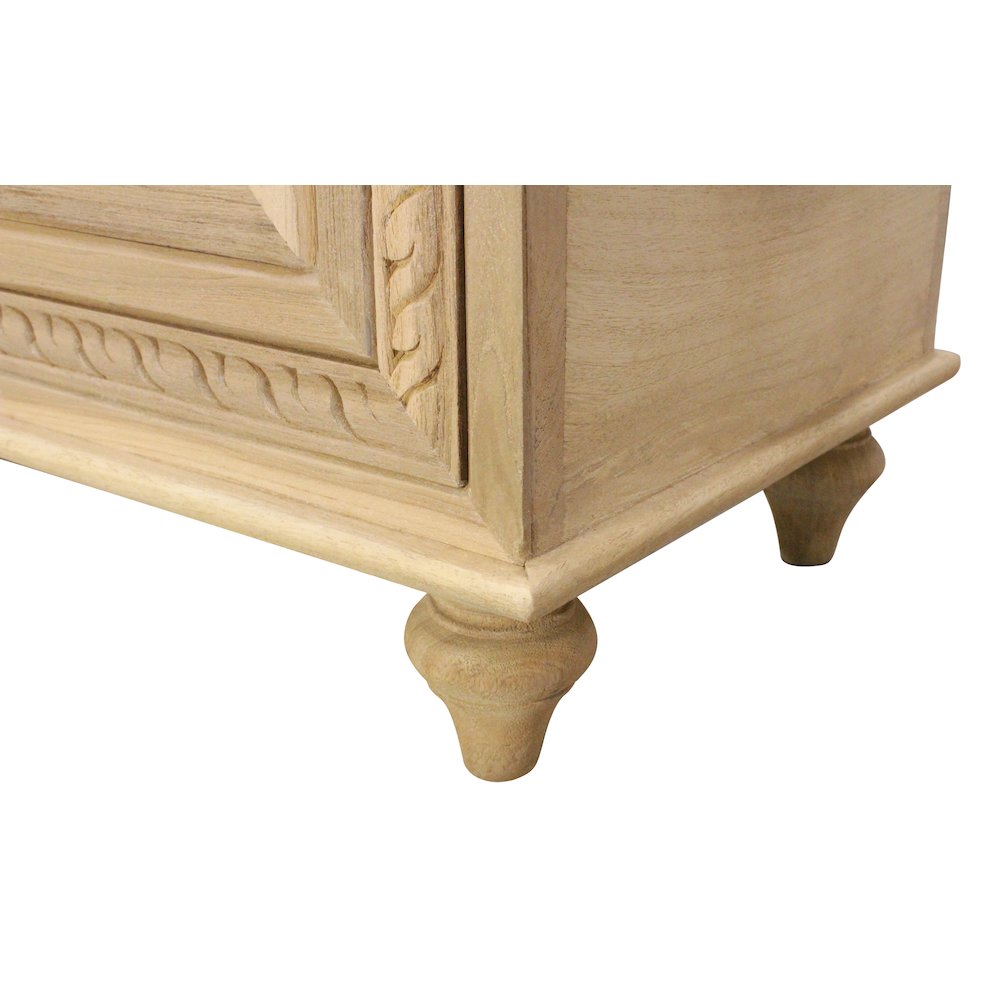 Noelle 55" Storage Bench in Distressed White on Teak Wood. Picture 7