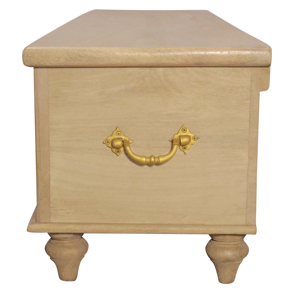 Noelle 55" Storage Bench in Distressed White on Teak Wood. Picture 9