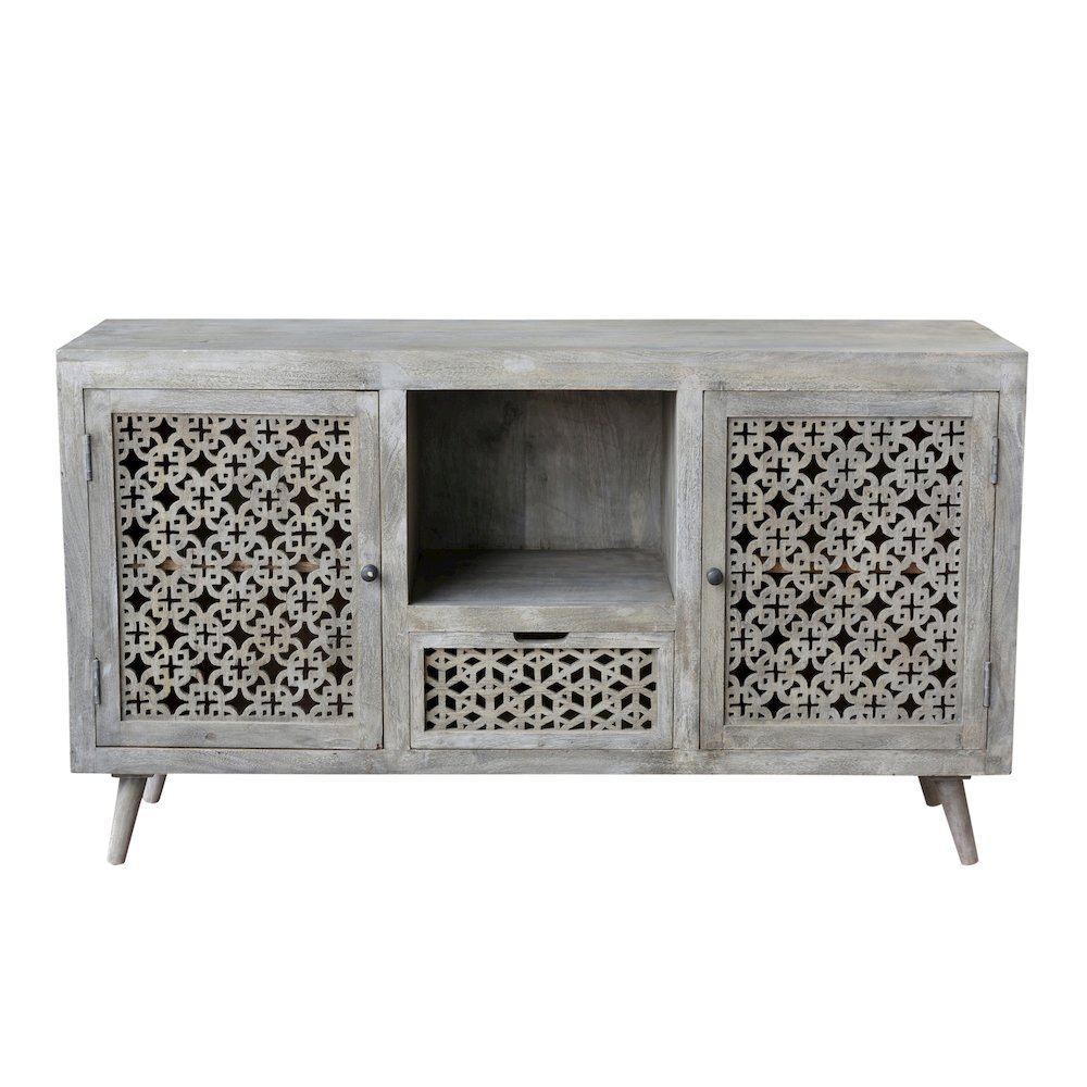 Halle 2 Doors, 1-Drawer Hand-carved Media Console. Picture 1
