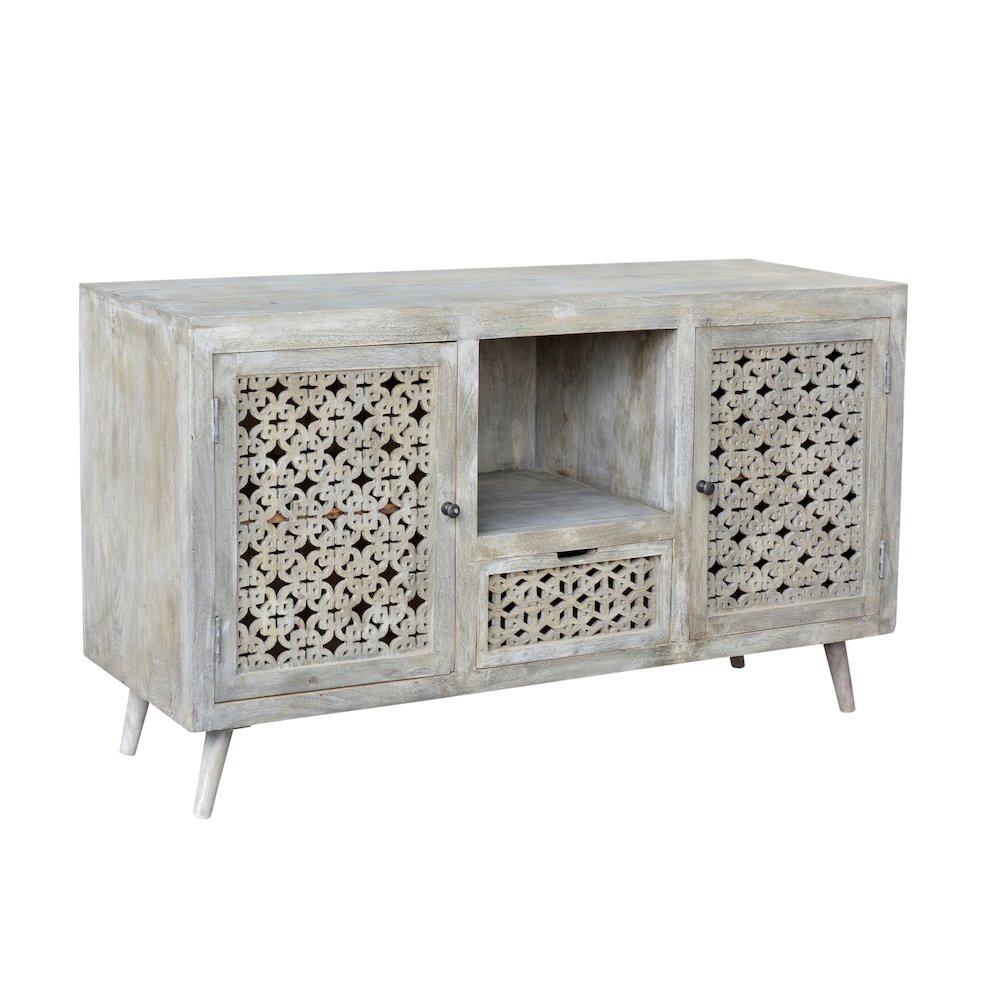 Halle 2 Doors, 1-Drawer Hand-carved Media Console. Picture 2