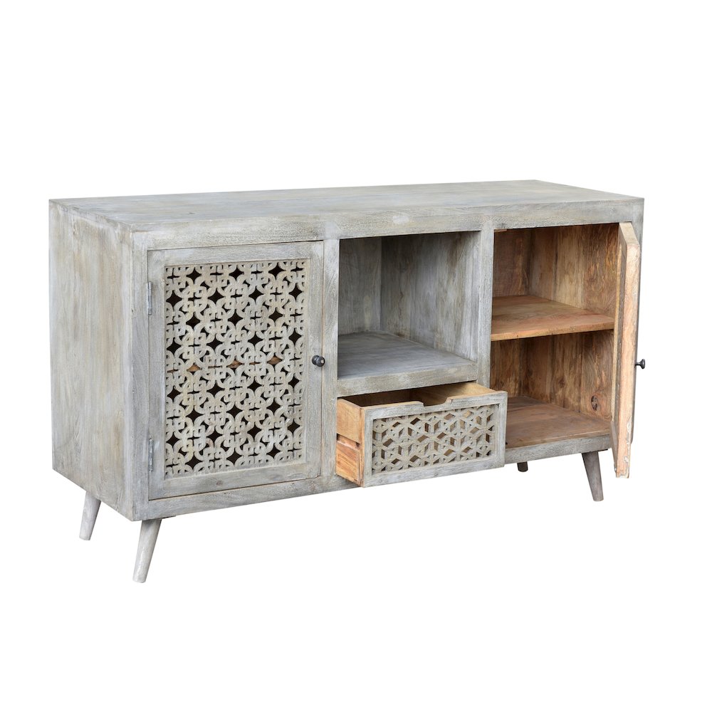 Halle 2 Doors, 1-Drawer Hand-carved Media Console. Picture 4