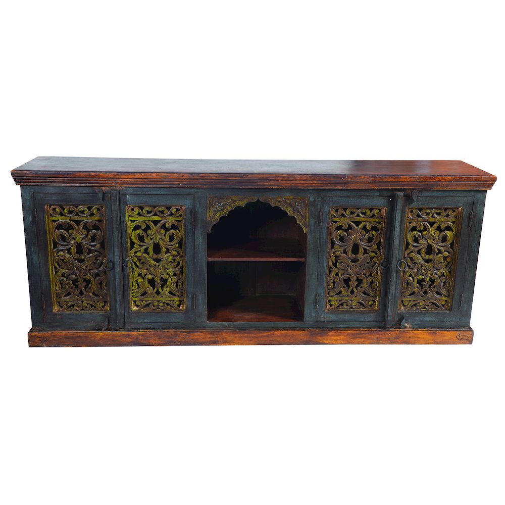 Arvada 4 Carved Doors, Plasma or Buffet in Brown. Picture 1