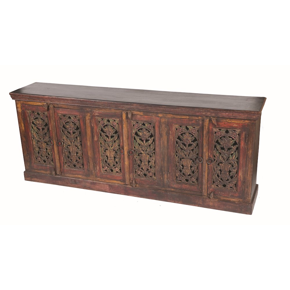 Arvada 6 Carved Doors Buffet in Brown. Picture 1