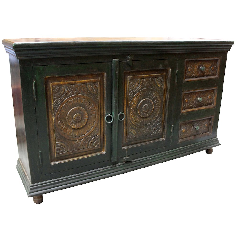 Arvada 2 Carved Doors, 3 Drawers Buffet in Brown. Picture 2