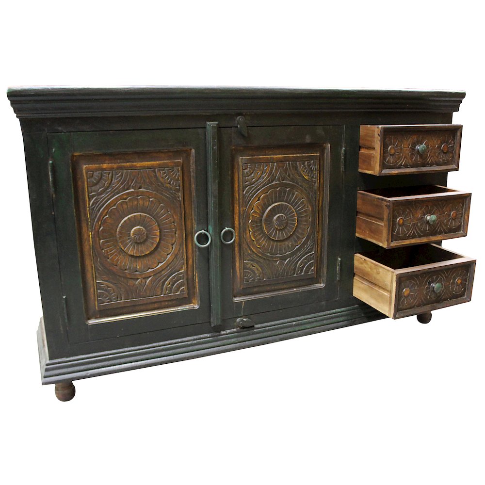 Arvada 2 Carved Doors, 3 Drawers Buffet in Brown. Picture 4