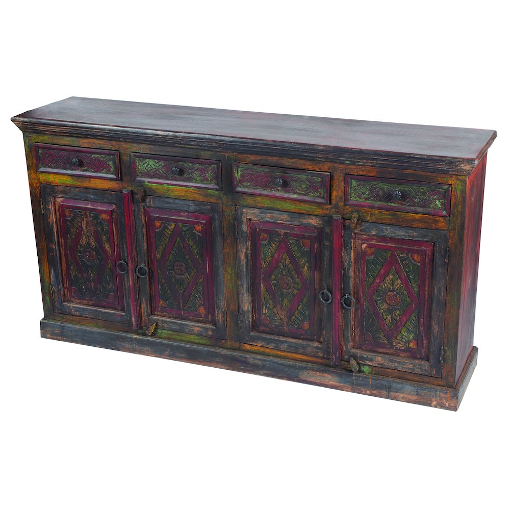 Arvada 4 Carved Doors, 4 Drawer Buffet in Brown. Picture 1