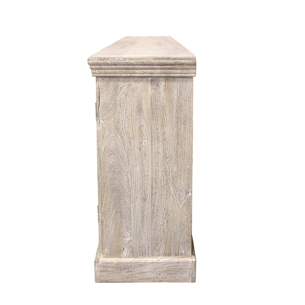 Tropez 6-Door Sideboard with Glass Panels in Distressed White. Picture 5