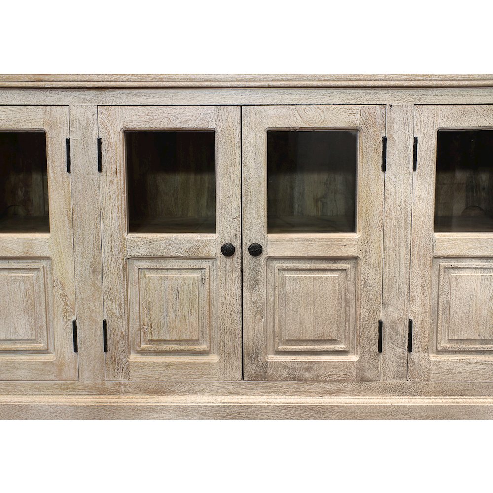 Tropez 6-Door Sideboard with Glass Panels in Distressed White. Picture 6
