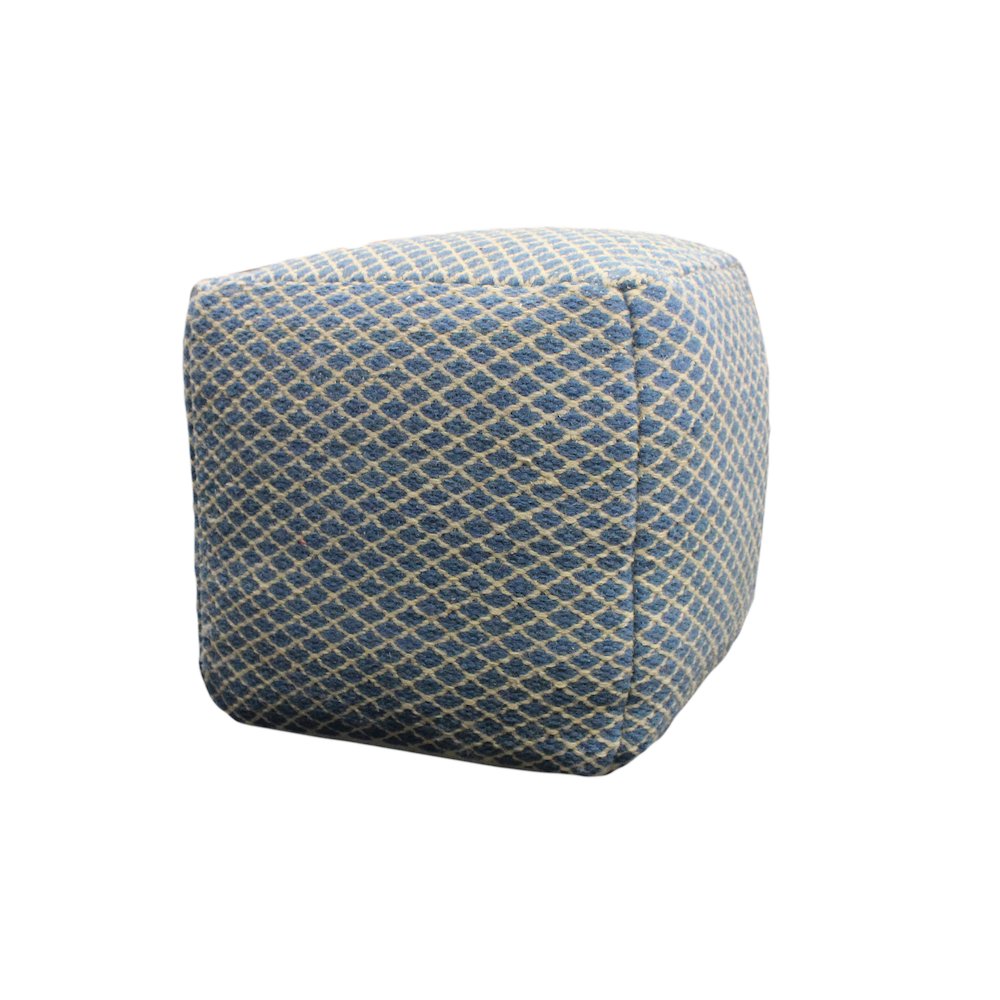 Contemporary Lia Blue Pouf. Picture 1