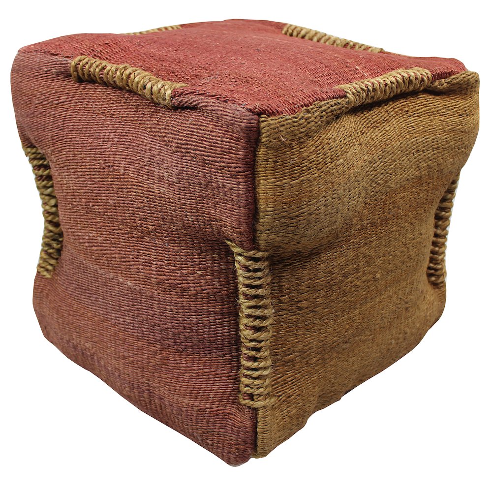 Andy Pouf in Orange and Rose Jute. Picture 1