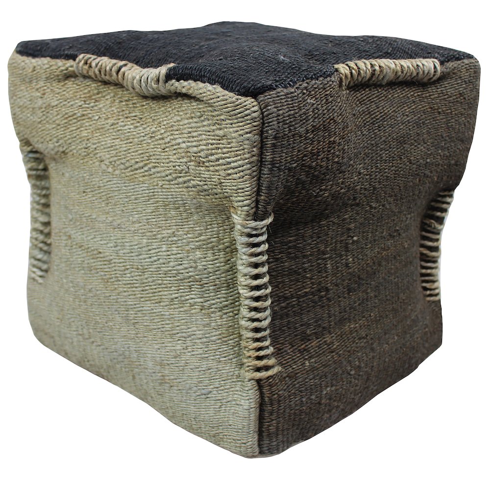 Andy Pouf in Taupe and Beige Jute. Picture 1