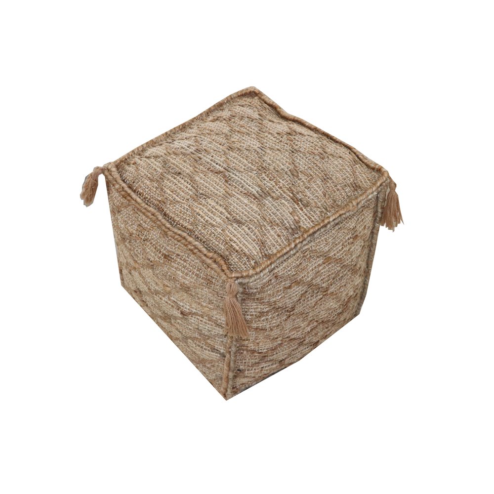 Contemporary Circe Pouf in Hemp. Picture 1
