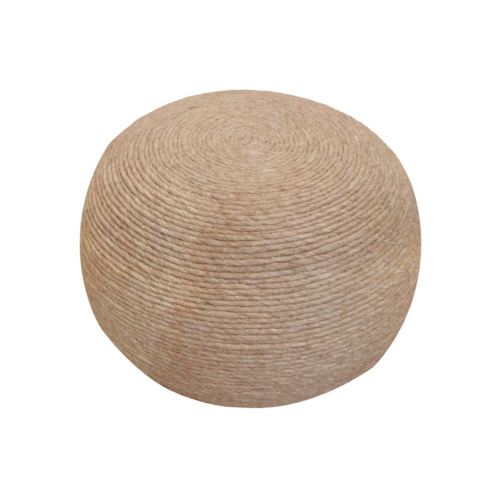 Modern Ellis Pouf in Beige Wool. Picture 1