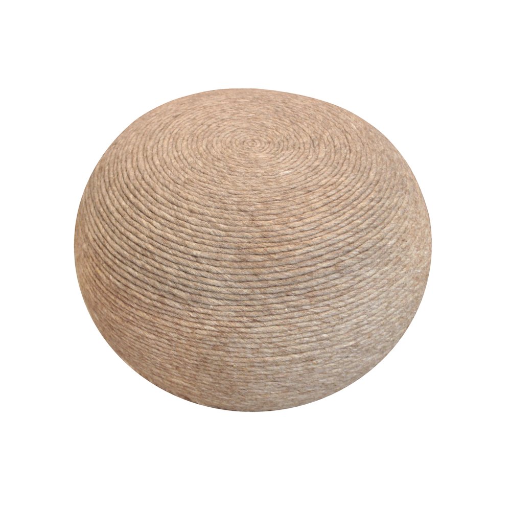 Modern Ellis Pouf in Beige Wool. Picture 4