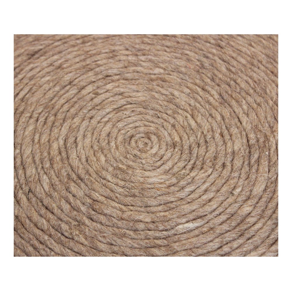 Modern Ellis Pouf in Beige Wool. Picture 5