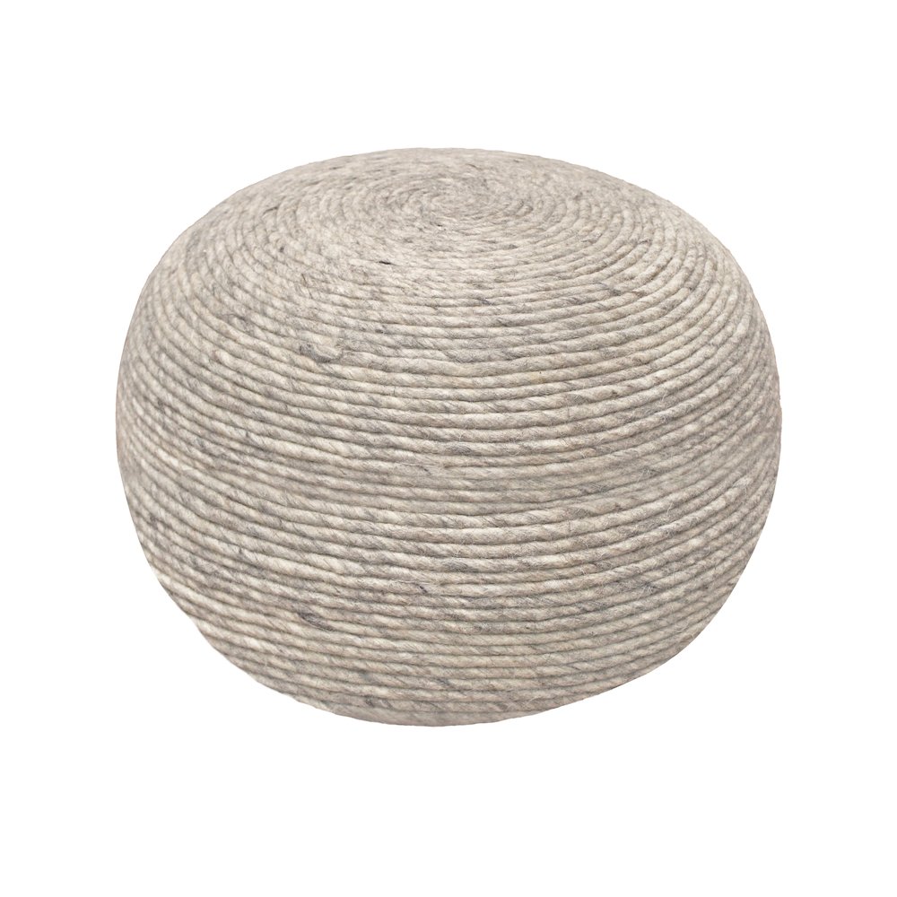 Modern Ellis Pouf in Silver Wool. Picture 1