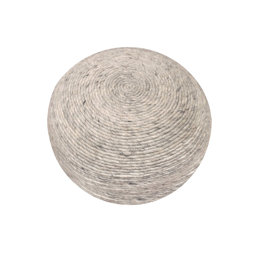 Modern Ellis Pouf in Silver Wool. Picture 3