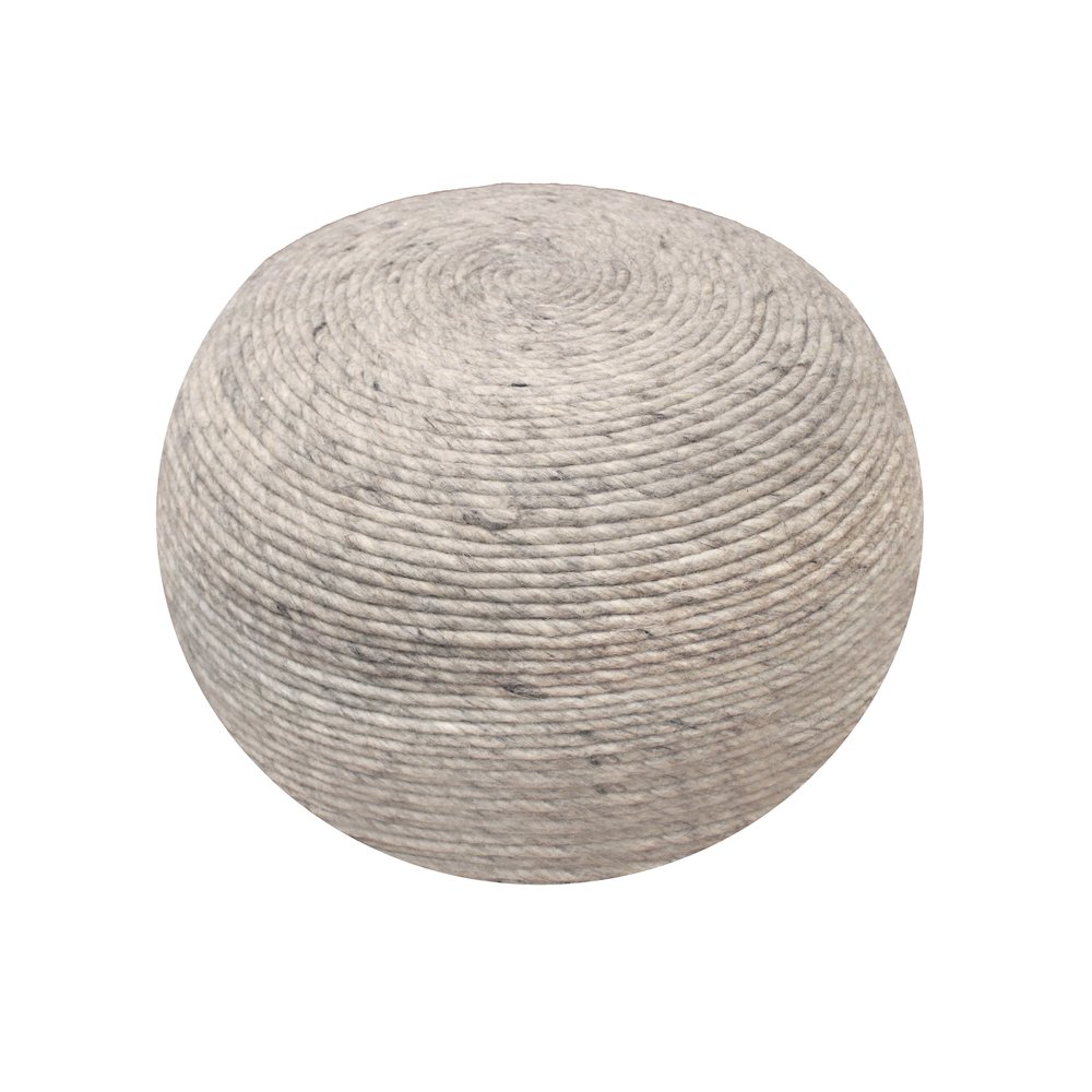 Modern Ellis Pouf in Silver Wool. Picture 4
