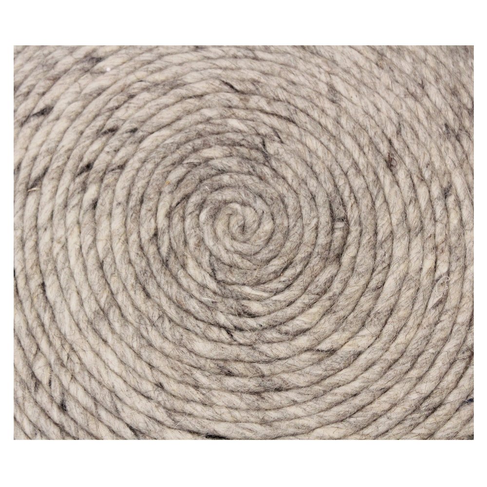Modern Ellis Pouf in Silver Wool. Picture 5