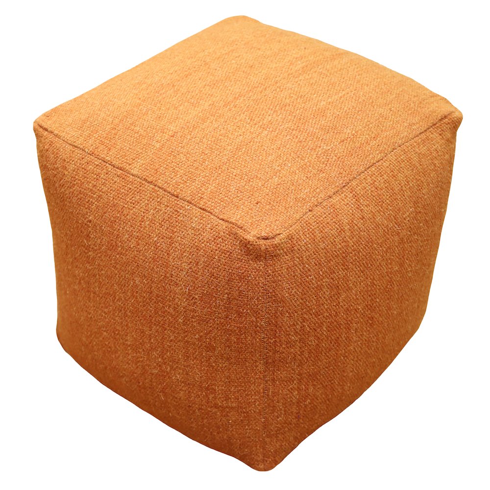 Remi Wool Pouf in Orange. Picture 1