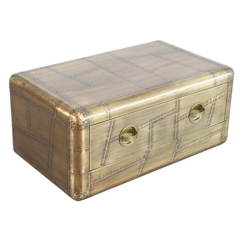 Pilot 1-Drawer Cocktail Table in Brass. Picture 1