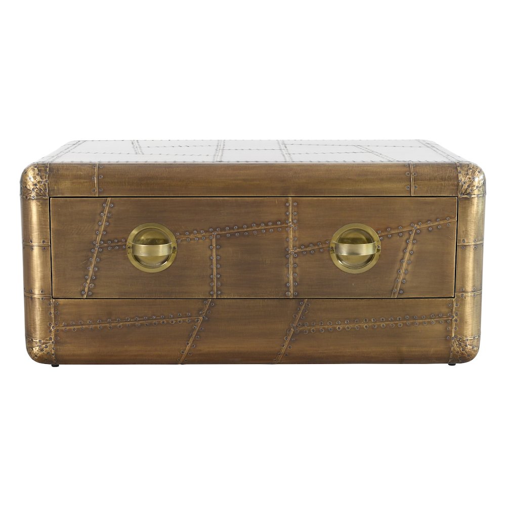 Pilot 1-Drawer Cocktail Table in Brass. Picture 2