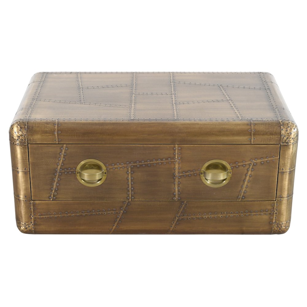 Pilot 1-Drawer Cocktail Table in Brass. Picture 3