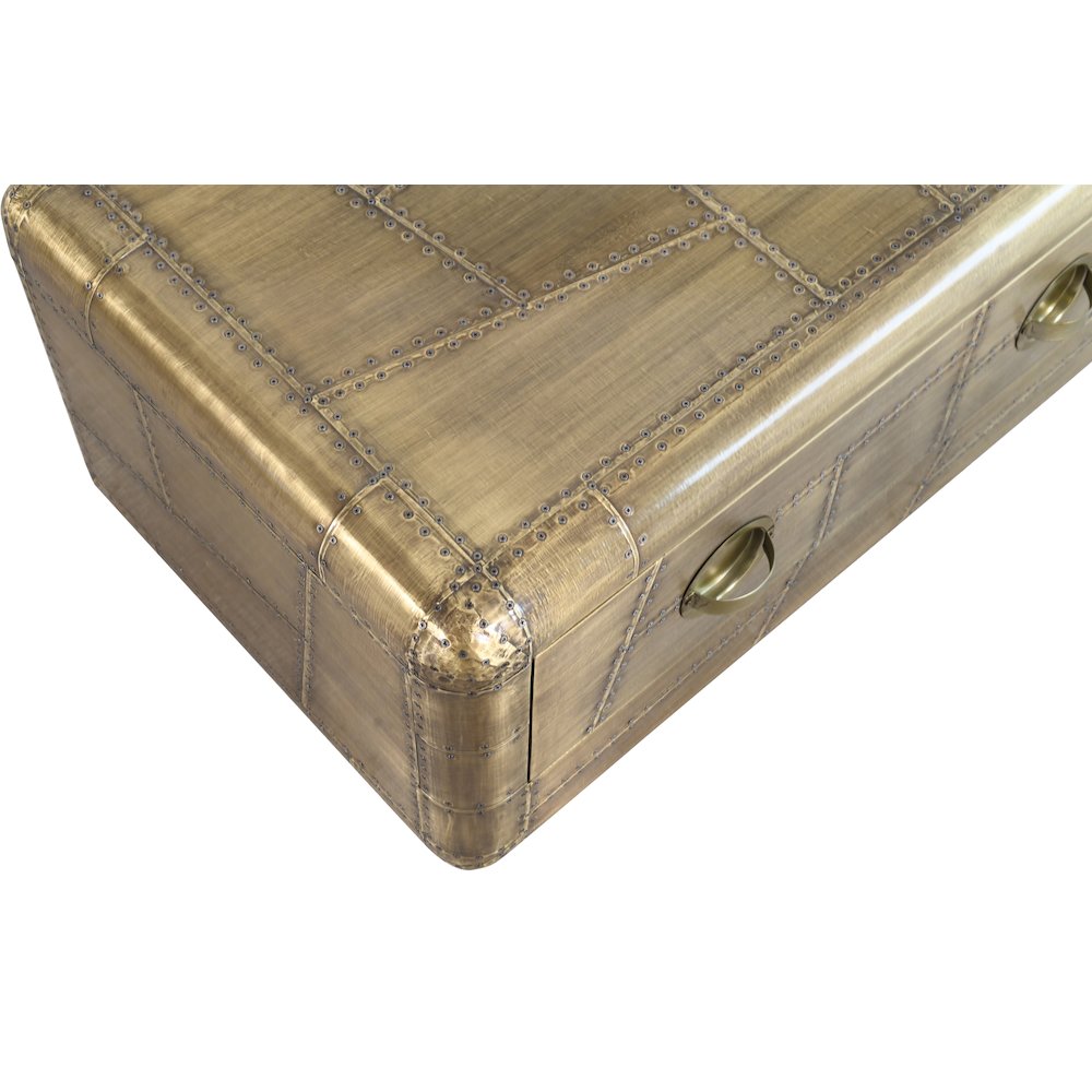Pilot 1-Drawer Cocktail Table in Brass. Picture 5
