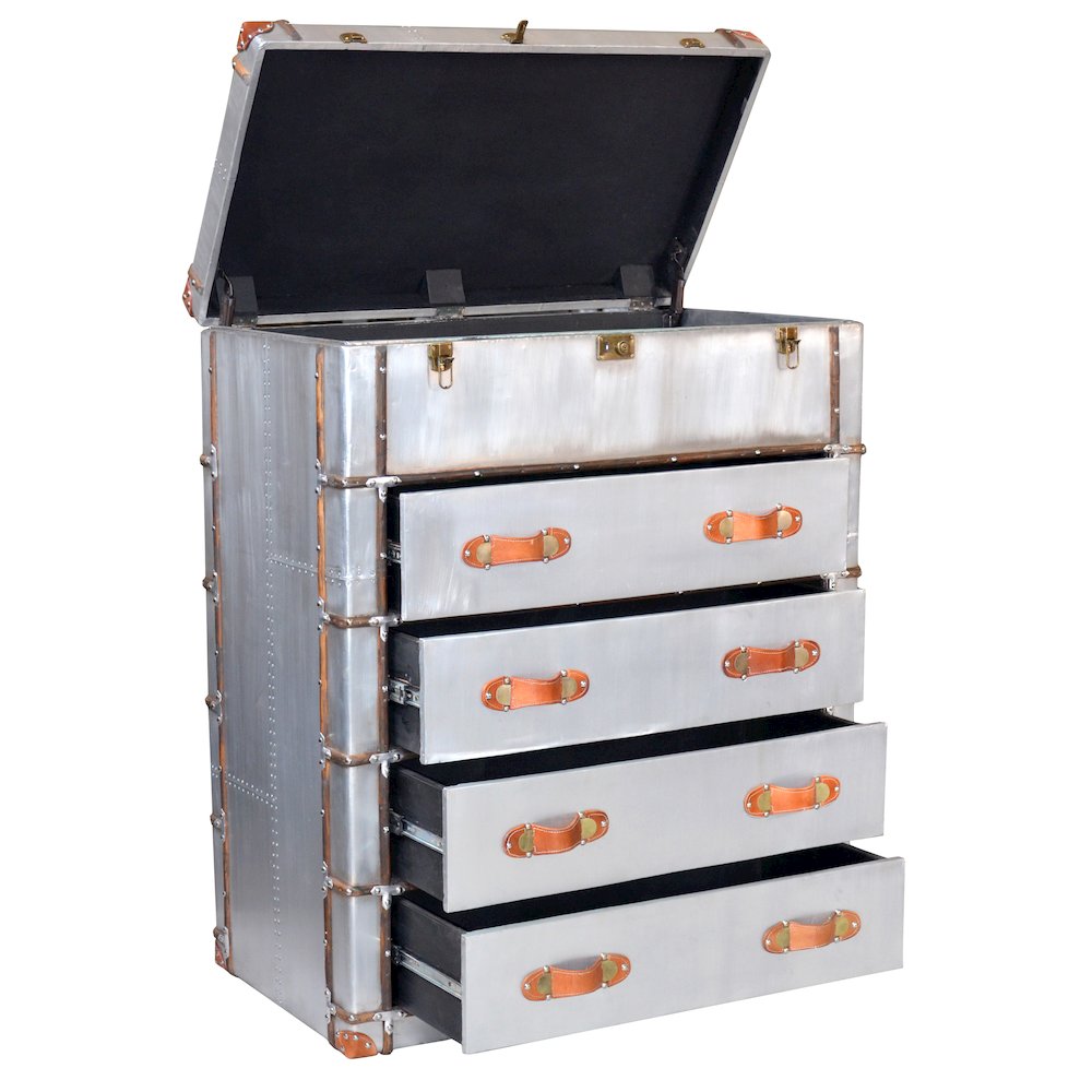 Pilot 4-Drawer Chest with Leather Accents. Picture 2