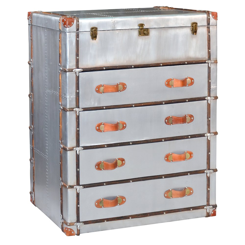 Pilot 4-Drawer Chest with Leather Accents. Picture 1