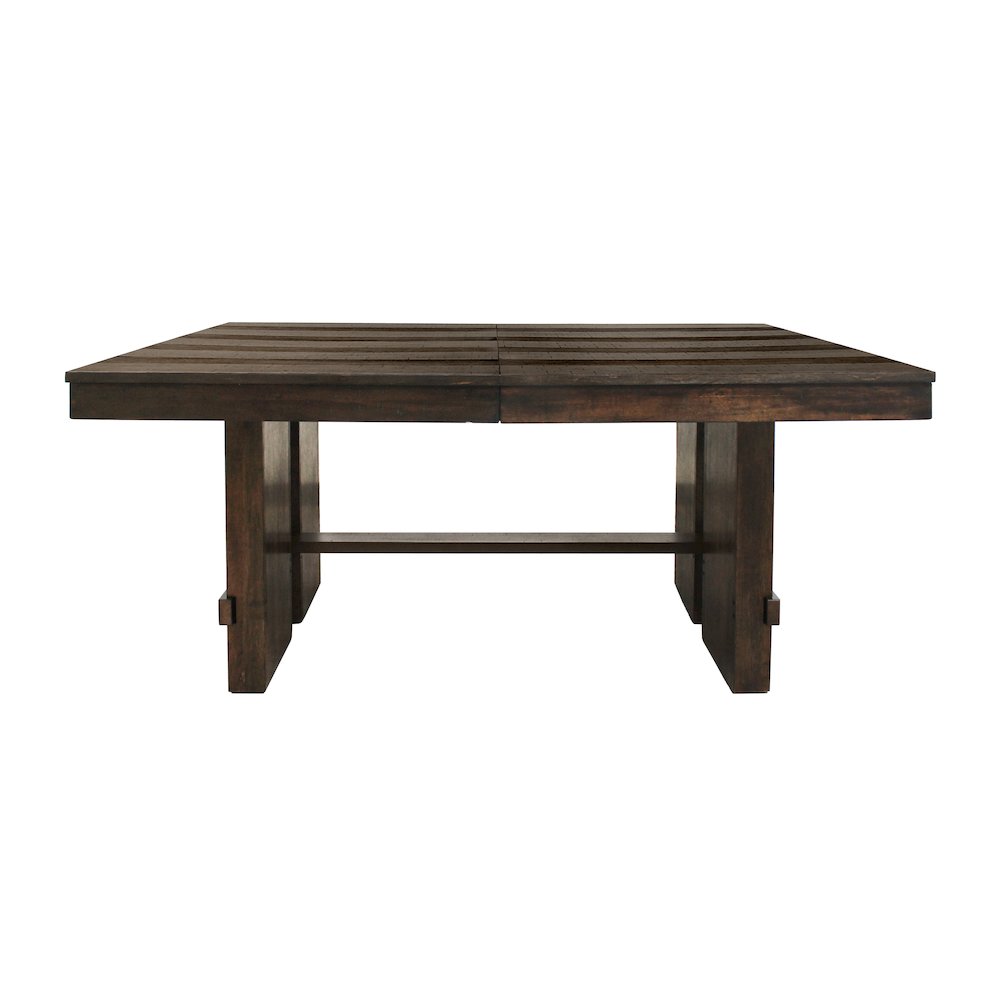Dale Extendable Dining Table in Solid Acacia Wood with Antique Brown Finish. Picture 1