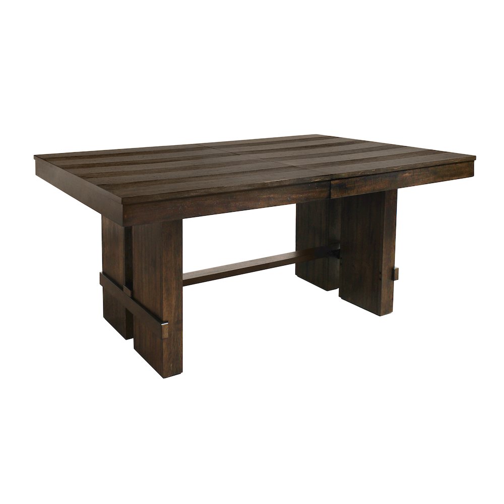 Dale Extendable Dining Table in Solid Acacia Wood with Antique Brown Finish. Picture 3