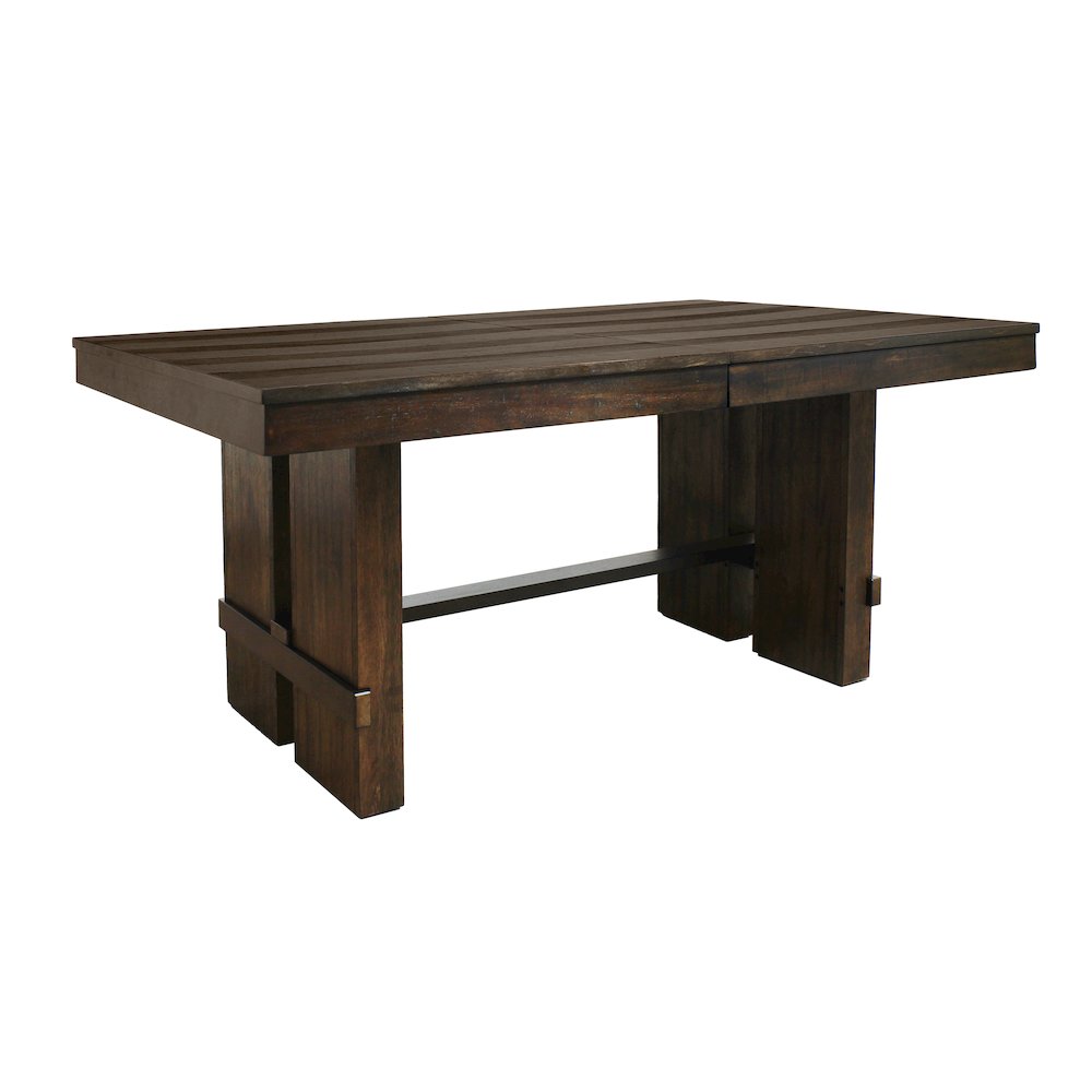Dale Extendable Dining Table in Solid Acacia Wood with Antique Brown Finish. Picture 4