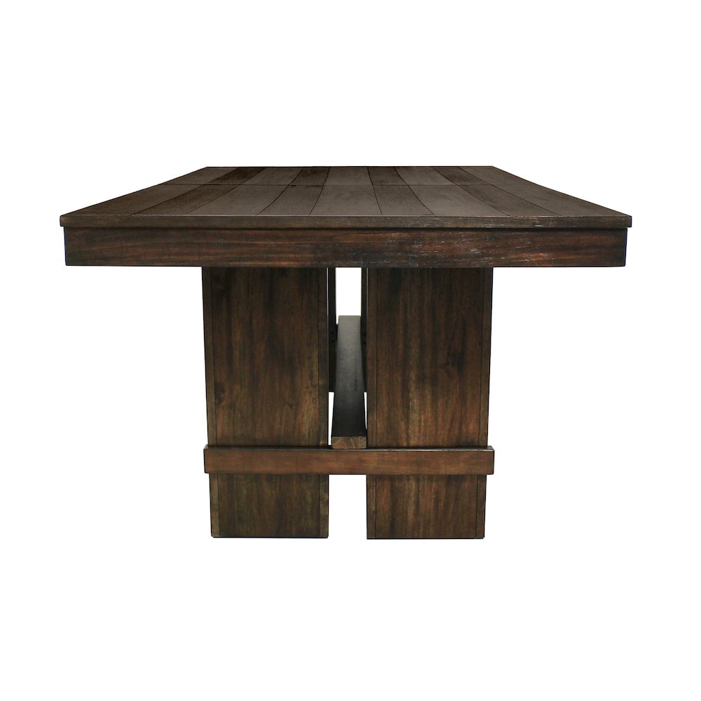 Dale Extendable Dining Table in Solid Acacia Wood with Antique Brown Finish. Picture 5