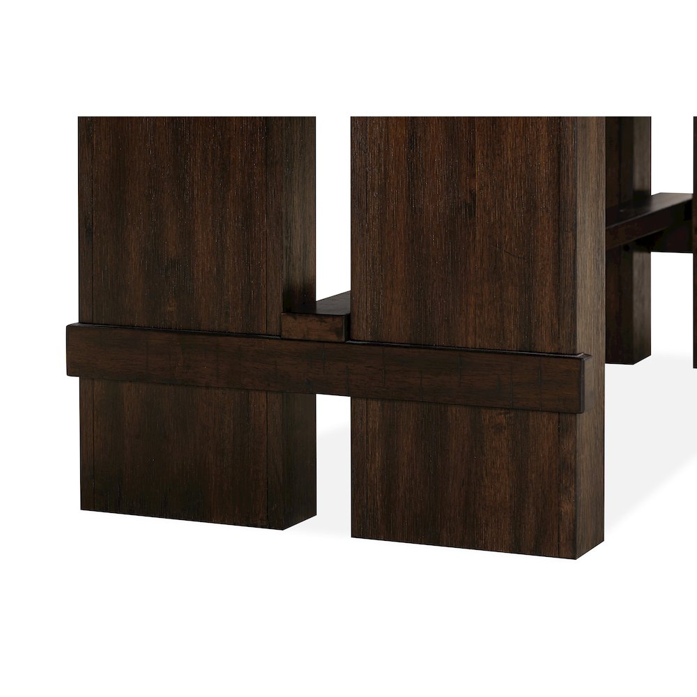 Dale Extendable Dining Table in Solid Acacia Wood with Antique Brown Finish. Picture 7