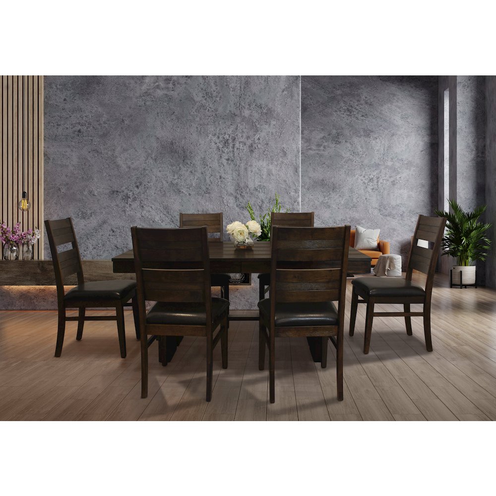 Dale Extendable Dining Table in Solid Acacia Wood with Antique Brown Finish. Picture 8