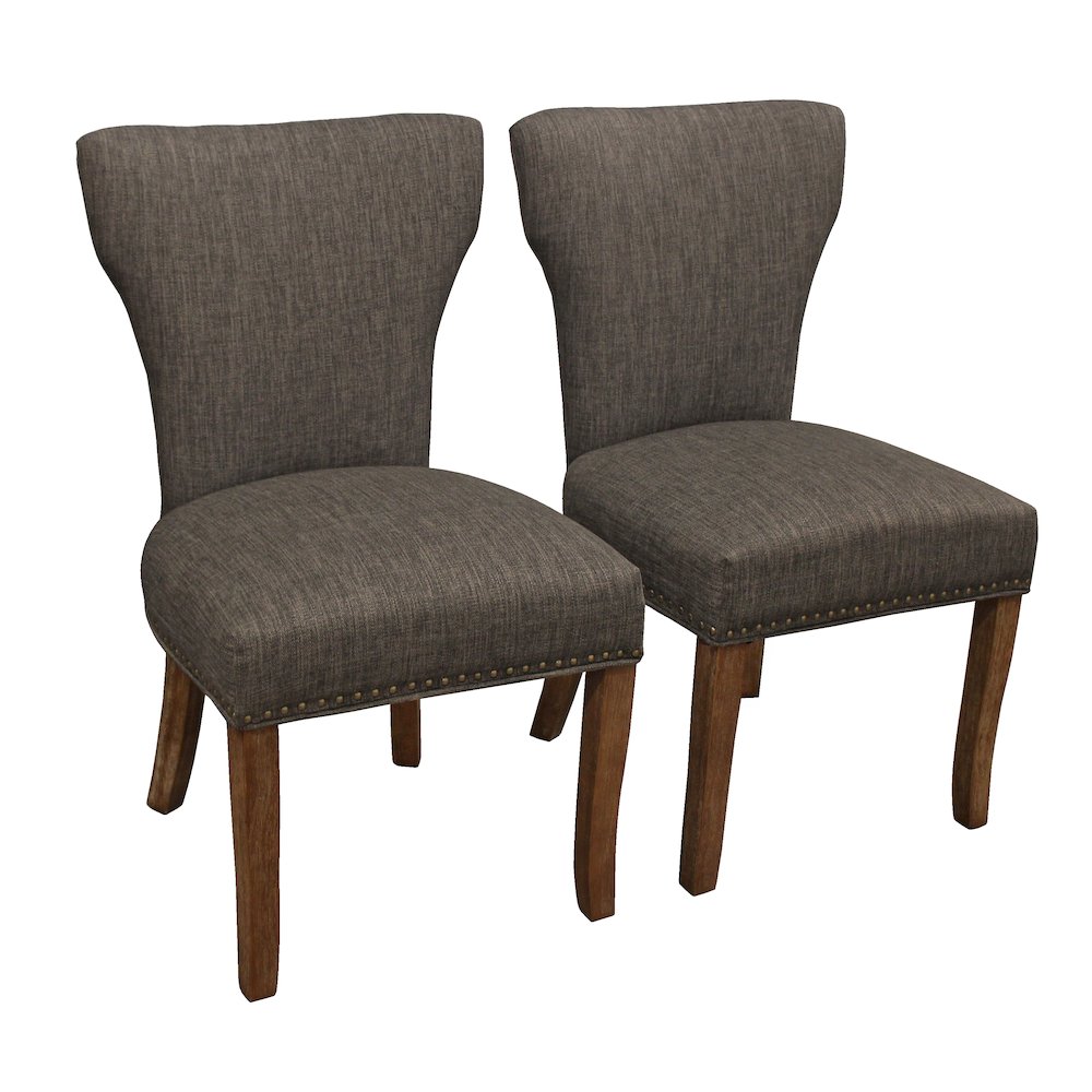 Transitional Jill Side Chair In Dark Gray Weave Fabric 2-Piece Set. Picture 1