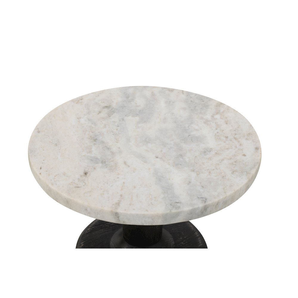 Caspian Side Table with White Marble Top in Distressed Black. Picture 6
