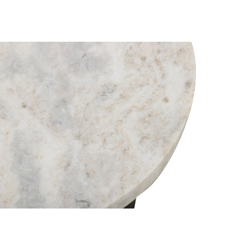 Caspian Side Table with White Marble Top in Distressed Black. Picture 7